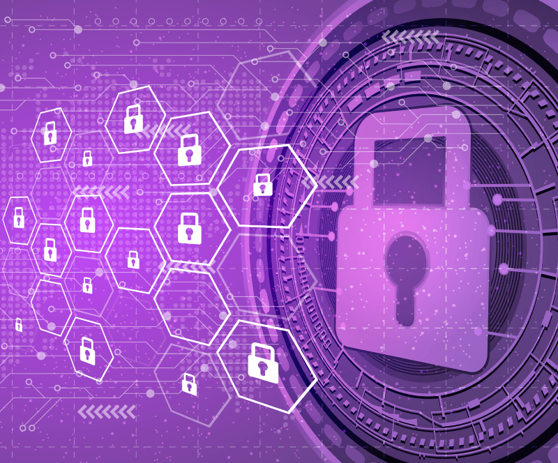 Website Security Management Purple high tech lock